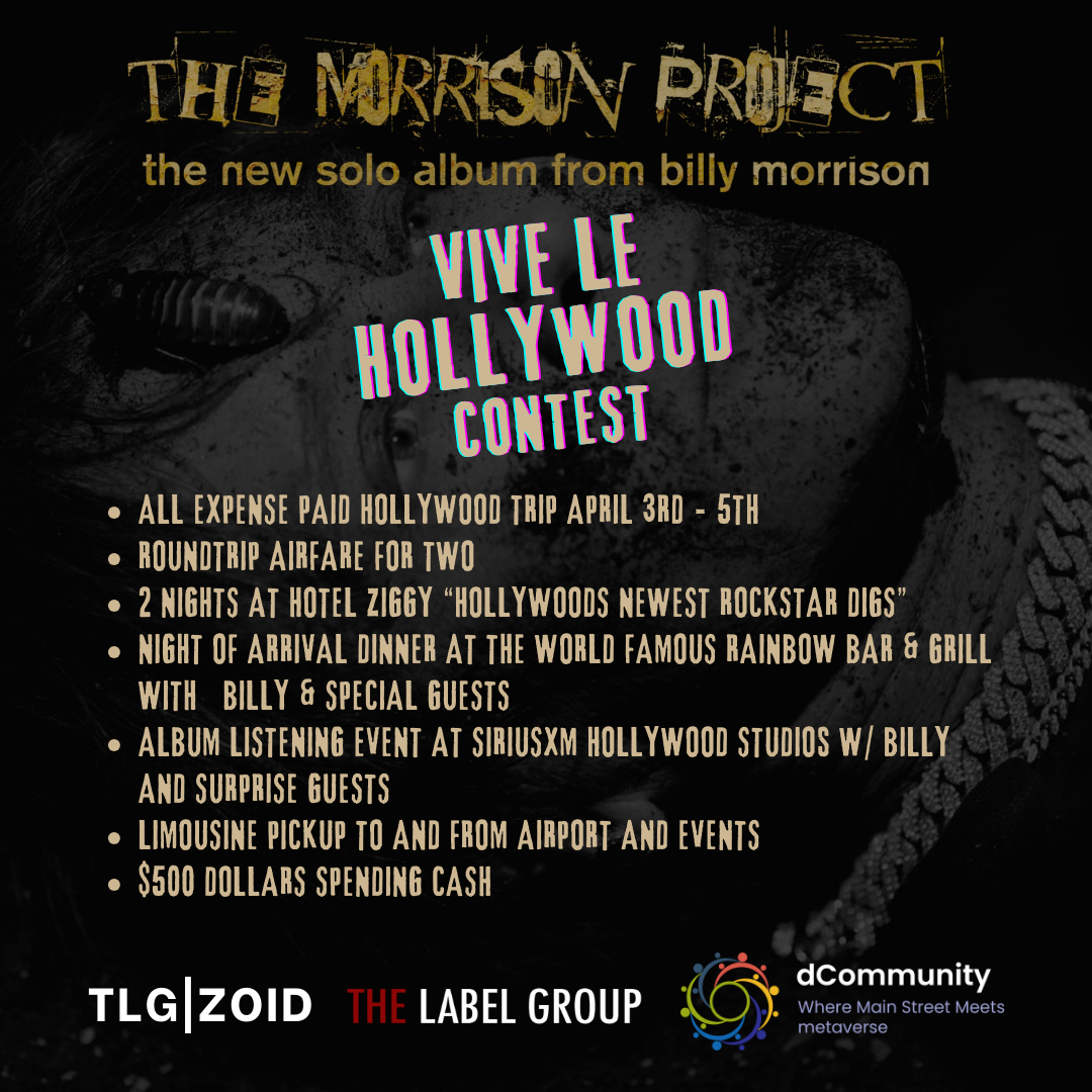 BILLY MORRISON Announces “Vive Le Hollywood” Contest; New Single “CRACK COCAINE” with Ozzy Osbourne & Steve Stevens Releases March 21st!